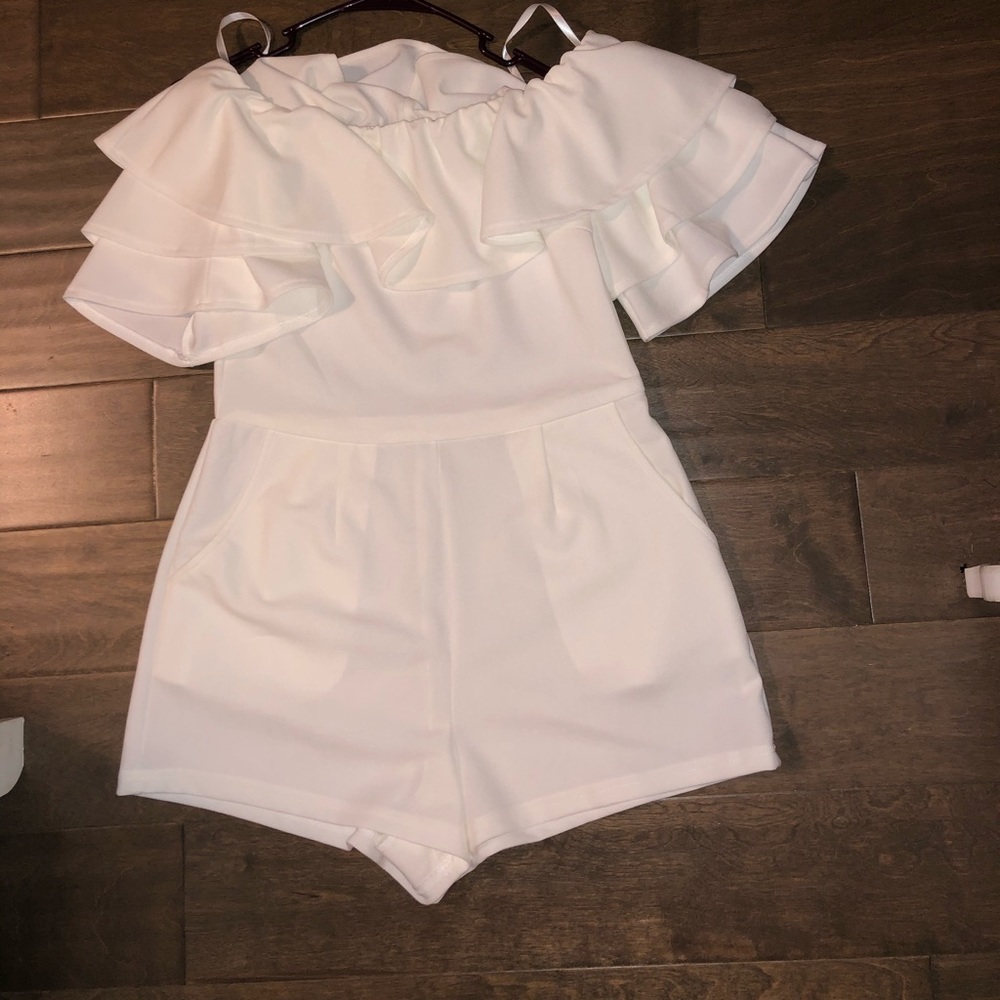 White OTS Romper from boutique